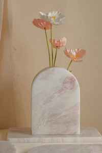 TCE Premium Handmade Natural Marble Art Deco Flower <b>Vase</b> Wedding Luxury Polished <b>Stone</b> Home <b>Decor</b> Elegant Modern Craftsmanship - Product Image 2