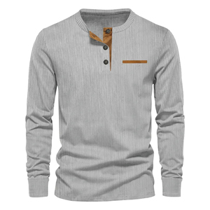 T-shirt Henley à manches longues pour homme, coupe ajustée, personnalisable avec logo, décontracté, écologique, séchage rapide, 100 % coton, vente en gros, vêtements d'automne - Product Image 3