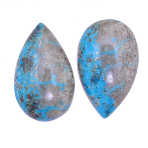 Paire de cabochons en turquoise naturelle d'Arizona, forme poire lisse, 33x14mm, pierres semi-précieuses, pour la création de bijoux - Product Image 3