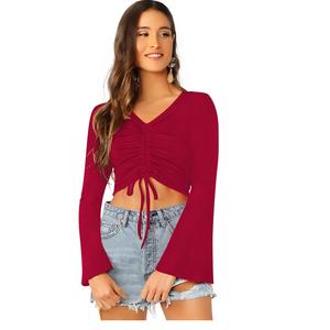Tops de punto de moda para deportes indios exclusivos para mujer, ropa cómoda y regular, Tops cortos formales con apliques indios - Product Image 1