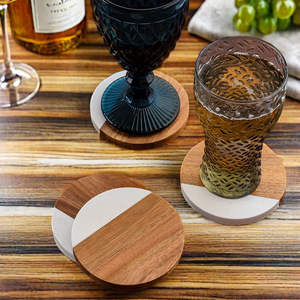 Juego de posavasos hechos a mano de resina, madera y MDF, fusión elegante de texturas naturales para una protección duradera y elegante para vasos - Product Image 4