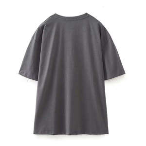 Camisetas Cortas de Verano para Mujer, Modernas, Elegantes y Ecológicas, de Algodón Transpirable con Estampado Sólido, de Manga Corta - Product Image 2