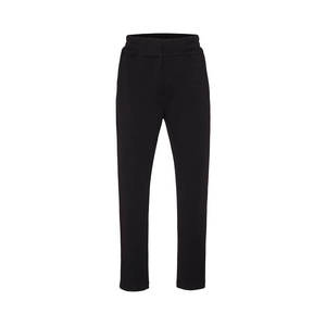 Black High-<b>Waist</b> Knitted Wide Leg <b>Trousers</b> with <b>Elastic</b> Waistband - Product Image 1