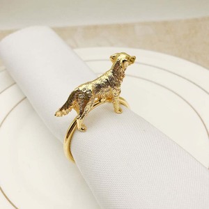 Rond de Serviette Moderne Décoratif en Acier Inoxydable Élégant Rond Doré avec Design de Chien Solide Rond de Serviette de Designer de Qualité Supérieure - Product Image 2