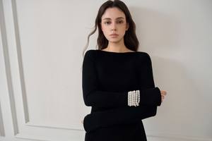 Robes décontractées en gros LIRNA EMB ROBE LONGUE DRAPÉE élégante étiquettes personnalisées à manches longues dos ouvert femmes robe de mode Vietnam - Product Image 4