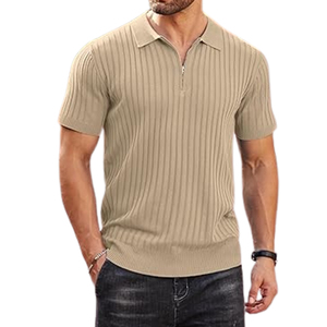 Camisas de Golf con cremallera personalizadas de alta calidad para hombre, manga corta, cuello transpirable, cuello bordado, antiarrugas, informales para polos - Product Image 2