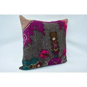 Oreiller de traversin en laine Kilim vintage 32x32 pouces violet mosaïque Paisley lambrissé raisin Patchwork tissé antidérapant écologique amovible - Product Image 2