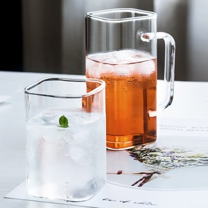 كوب قهوة زجاجي مربع عالي الشكل من البورسليكات لحليب العصير كوب زجاجي بمقبض - Product Image 1