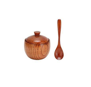 Cuenco suger elegante con cuchara para el hogar, sala de estar, mesa de comedor, tazón de madera para sopa, producto en oferta - Product Image 4