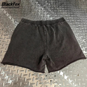 Custom Eco-Friendly <b>Men's</b> Vintage Wash Thick Cotton French Terry <b>Shorts</b> Solid Applique Embroidery Casual Street Wear Logo - Product Image 2