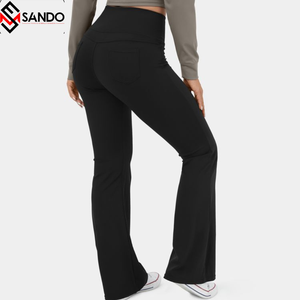 Pantalones de Yoga de cintura media de talla XL al por mayor, mallas ligeras de compresión de secado rápido para entrenamiento en el gimnasio, color sólido personalizado - Product Image 2