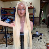 Vente en gros Perruques en cheveux humains vierges vietnamiens 100% Brun foncé Avant Soyeux Lisse Sans colle pour HD 180% Densité Longue Longueur