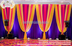 Ceremonia de Haldi, telón de fondo de escenario de boda, telón de fondo de escenario de boda de lujo, decoración de cortina, cortina lisa con cortinas para nosotros - Product Image 5