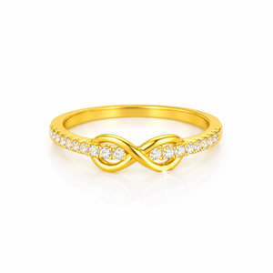 Anillo de Eternidad con Símbolo de Infinito y Diamantes Cultivados en Laboratorio, Corte Redondo, Chapado en Oro de 10K y 14K, para Mujeres y Niñas, Venta al Por Mayor - Product Image 5