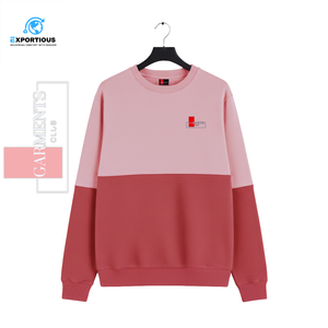 Sweat-shirt à col rond pour homme 100% coton uni |   Pull en molleton bicolore |   Logo personnalisé OEM ODM, streetwear décontracté d'hiver, respirant - Product Image 6