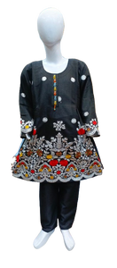 Ready-Made Fancy 3-Piece Cotton <b>Dress</b> <b>for</b> Kids (Girls) Embroidered Party Wear Suits Straight Silhouette Breathable - Product Image 4