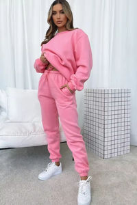 Womens Solid Casual Crew Neck Knitting Sweatshirt & Sweatpants 2 Piece Set Without Hood and <b>Joggers</b> - Product Image 2