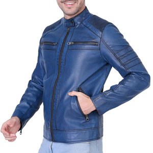 แจ็กเก็ตหนังสำหรับผู้ชายเสื้อแข่งหนังใส่สบาย - Product Image 5