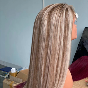 Venta caliente 100% Peluca de encaje completo marrón claro brasileño para encaje prearrancado encaje Frontal recto pequeño 130-150 densidad - Product Image 1