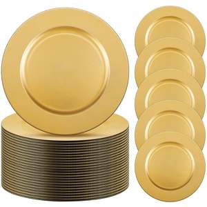 Plato Base Decorativo de Acero Inoxidable Dorado de Lujo, Estilo Barroco, para Bodas y Eventos, Personalizable, Venta al por Mayor, 100 Piezas - Product Image 2