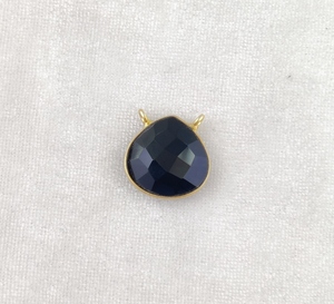 Amazonite Pendentif en forme de cœur en pierre précieuse 16mm Faceted Cut 2 Loop Gold Vermeil Bezel Pendant Necklace Made Sterling Silver Pearl - Product Image 4