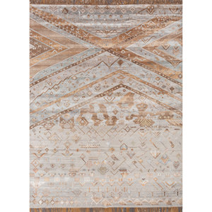 Tapis géométrique en laine et soie de bambou noué à la main Manchaha, gris et noir, rectangulaire, pour salon, couloir - Les-1807 - Product Image 1