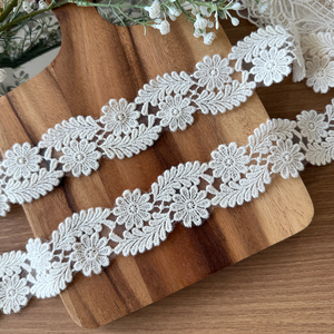 Encaje de tul coreano floral de 4 cm con ribete de encaje de algodón bordado, ancho, para decoración de bodas DIY, reciclaje y decoración del hogar, 1.57 pulgadas - Product Image 2