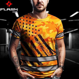 Camisa Impermeable de Alta Visibilidad con Diseño de Calavera, ANSI Clase 1, para Hombre, Reflectante, con Logotipo Personalizado, Ropa de Trabajo, Patriótica, para Corredores - Product Image 5