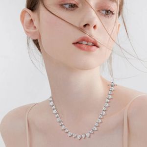 Collier de tennis en moissanite coupe coeur 8mm pour femme, chaîne de tennis en moissanite testeur de diamants, chaîne de tennis en diamant en argent 925 - Product Image 2