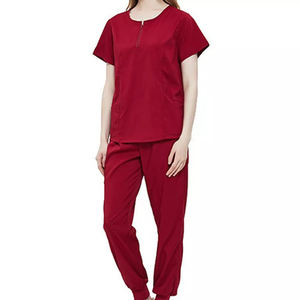 Ensemble de gommage pour femmes haut confortable à col en V et pantalon de jogging avec poches, ensemble de gommages de taille pour femmes - Product Image 1