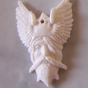 Pendentif sculpté en os, style religieux, tête blanche, bijoux en coquillage, motif artistique, bijoux sculptés - Product Image 3