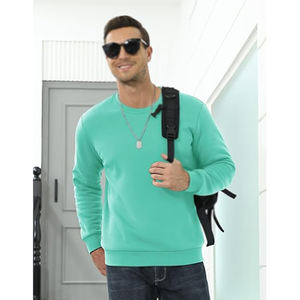 เสื้อสเวตเตอร์คอกลมของผู้ชายเสื้อขนแกะสำหรับทุกเพศเสื้อถักโลโก้400Gsm สีล้วน - Product Image 4