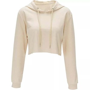 Women Crop Top <b>Hoodies</b> Factory Direct Sales Customized logo Embroidery Printing Pullover <b>Workout</b> Cotton Fleece Woman Hoodie - Product Image 1