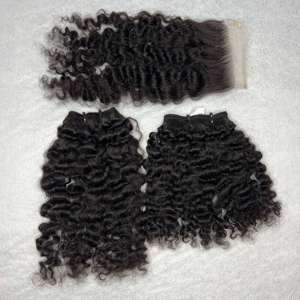 Precio al por mayor de grado superior vietnamita 100% cabello humano crudo Color negro Natural birmano paquetes de cabello rizado - Product Image 1