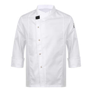 Veste de chef de luxe unisexe 240 GSM coton/polyester sergé mélange extensible de qualité supérieure mobilité améliorée panneaux latéraux respirants - Product Image 1