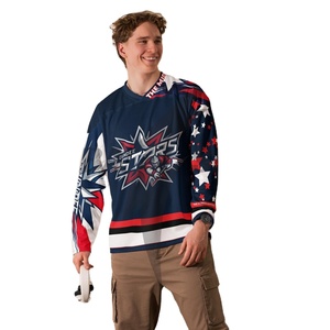Ensemble d'uniformes de hockey sur glace respirants 100 % polyester, qualité supérieure, vente en gros d'usine, conception personnalisée, évacuation de l'humidité - Product Image 1