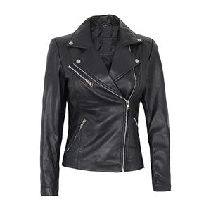 Chaqueta de Motociclista de Cuero Genuino para Mujer TESSUTO, Transpirable, Acolchada, Estilo Vintage con Forro de Nailon - Product Image 1