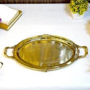 ถาดเสิร์ฟอาหารทองเหลืองทรงสี่เหลี่ยมผืนผ้าตกแต่งหรูหราถาดเสิร์ฟอาหารเช้าปรับขนาดได้ - Product Image 1