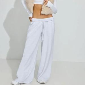 Femmes à la mode 100% coton pantalons de survêtement nouvelle Collection personnalisé Logo impression surdimensionné mi-taille respirant pantalons décontractés été - Product Image 5