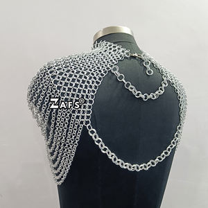 Handmade Traditional Medieval <b>Chainmail</b> Collar Cosplay Costume Aluminum Butted Ring <b>Top</b> Polished Renaissance Fair Armour - Product Image 4