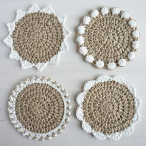 ใหม่ Handcrafted จิวต์ Coaster ขายคุณภาพระดับพรีเมียมจิวต์ Coaster หรูหราสําหรับบ้านโรงแรมตารางตกแต่งการใช้งานขายส่ง - Product Image 3