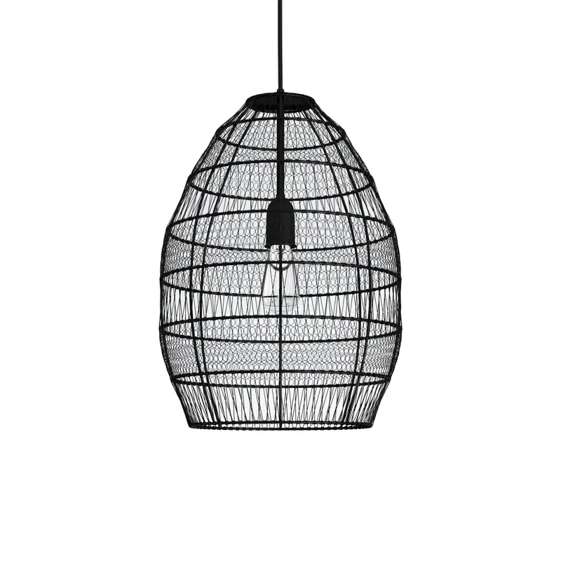 Superbe qualité, vente en gros, cage ronde noire avec revêtement en poudre, pendentif simple goutte d'eau pour Restaurant, Bar