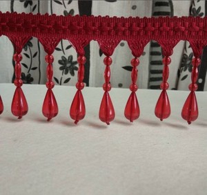<b>Red</b> <b>Beads</b> Fringe Trim/10 cm - 3.94 Inches 5yards/lot <b>Bead</b> Tassel Tassels Trim Lace Fringe - Product Image 1