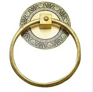Venda imperdível de latão com cabeça de leão animal personalizado, anel antigo, porta de latão com tração
