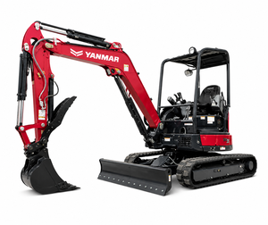 Miniexcavadora Compacta Yanmar VIO35 con Motor Diésel, Retroexcavadora Roja con Accesorio de Cucharón - Product Image 1