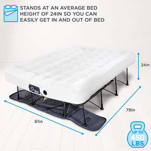 ที่นอนลม EZ-Bed พร้อมโครงและกระเป๋าล้อเลื่อน, ที่นอนลมแบบพองลมเอง, ที่นอนลมแบบเป่าลมพร้อมระบบปิดอัตโนมัติ, พื้นผิวที่นอนลมที่ให้ความสบาย - Product Image 2