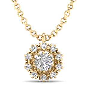 REYES Vente directe d'usine Colliers pendentifs en or massif 14 carats avec moissanite ronde de 0,73 carat pour femmes Bijoux personnalisés OEM ODM - Product Image 2