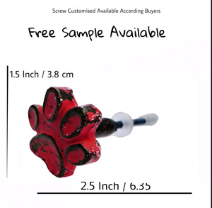 Perillas para mascotas con estampado de pata de cerámica desgastada roja, tiradores de puerta de cajón Industrial para armario de cocina, dormitorio, animales inspirados para - Product Image 3