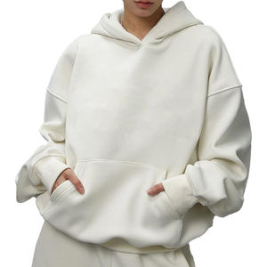 Haute Qualité Coton Boxy À Capuche Surdimensionné Streetwear Broderie Style Urbain Court Casual Blanc ODM Polaire À Capuche - Product Image 6