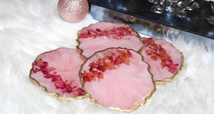 ชุดถาดรองแก้วเรซิ่นดีไซน์อาร์ตเดคโคออกแบบได้ตามต้องการออกแบบด้วยมือสำหรับร้านอาหารที่บ้านโดย tradebit - Product Image 4